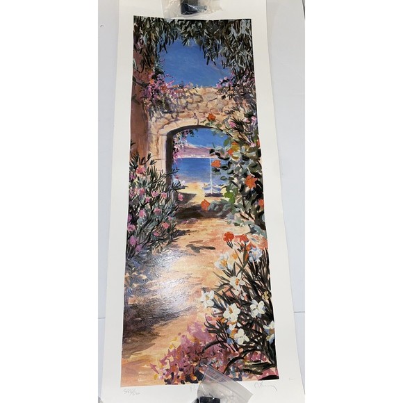 C Penny Limited Edition Print Lithograph Pathway V 588/650 Flowers Beach Boat - Picture 1 of 2